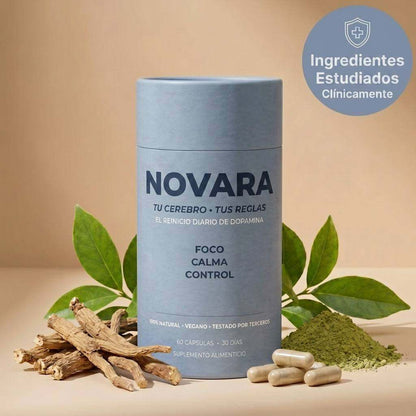 Frasco NOVARA Ctrl con plantas e ingredientes naturales
