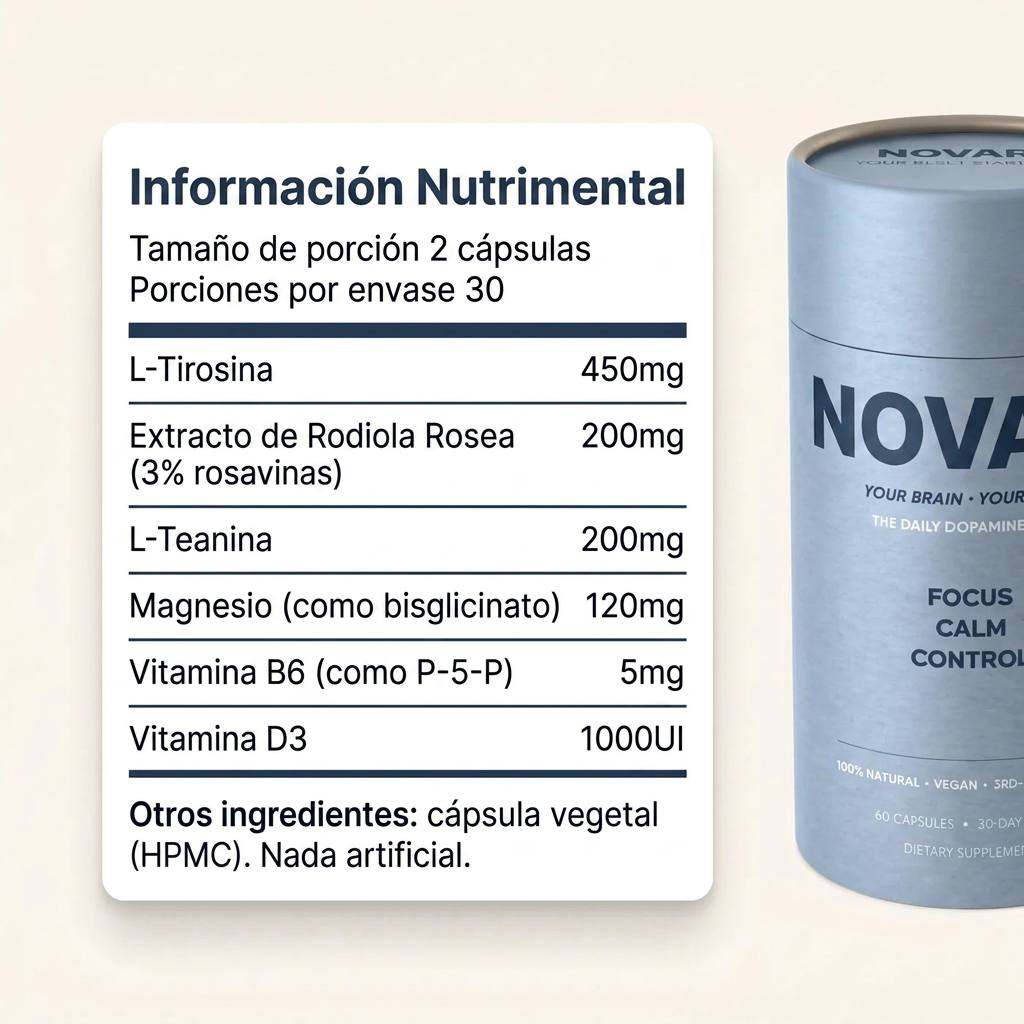 Información nutrimental de NOVARA Ctrl